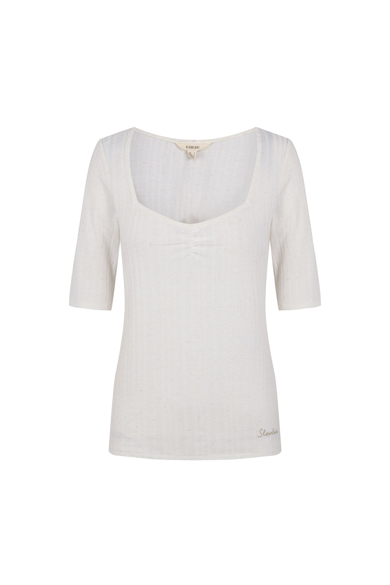 Slowlove Top frunce escote pico
