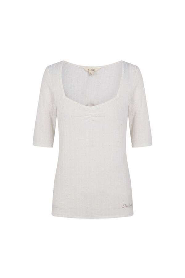 Slowlove Top frunce escote pico Marfil