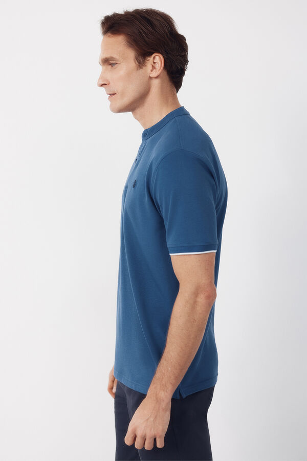 Cortefiel Polo cuello mao Azul