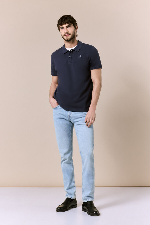 OOTO Polo b&aacute;sico piqu&eacute; lavado Azul