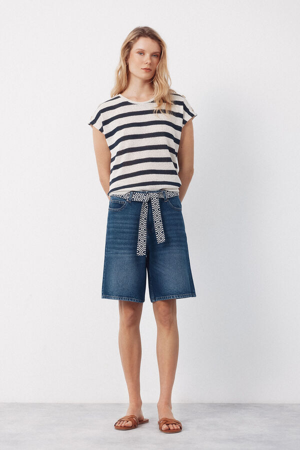 Cortefiel Bermudas de mezclilla Azul