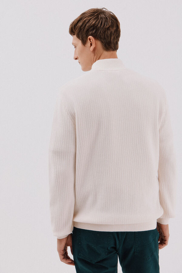 Cortefiel Su&eacute;ter de algod&oacute;n estructura cuello alto Marfil