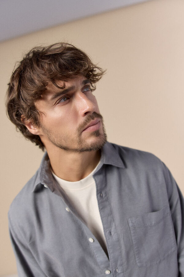 OOTO Camisa lisa fluida Gris