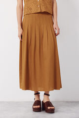 Cortefiel Falda midi de tablas Dorado