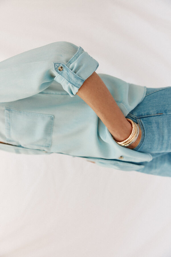 Cortefiel Camisa de mezclilla tencel Azul oscuro