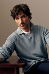 OOTO Jersey cuello polo punto perlado Azul