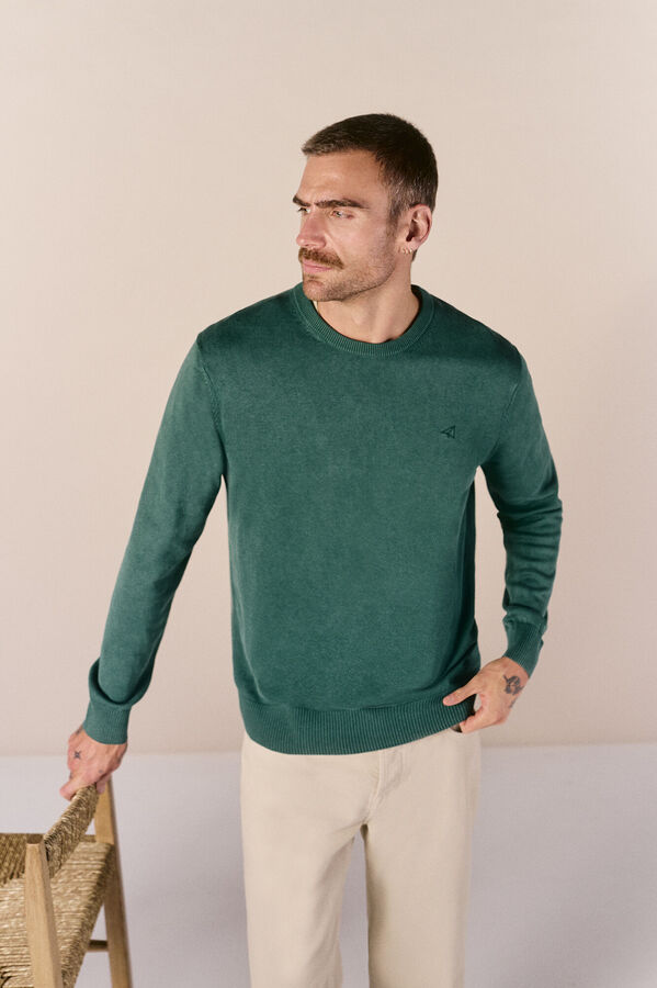 OOTO Jersey cuello redondo algod&oacute;n lavado Verde