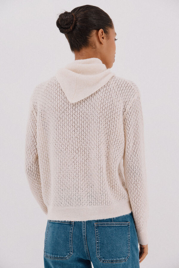 Cortefiel Chamarra de punto con pa&ntilde;uelo Marfil