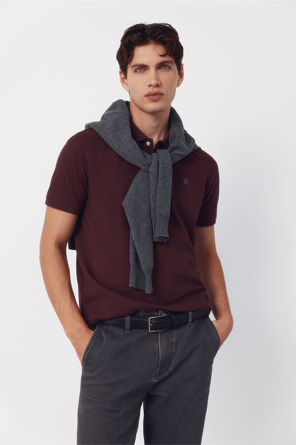 Cortefiel Polo b&aacute;sico piqu&eacute; slim Granate