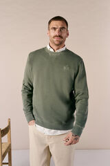 OOTO Sudadera b&aacute;sica lavada cuello redondo Kaki