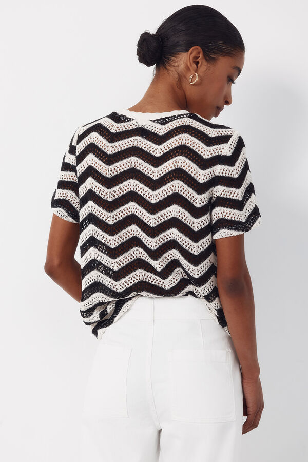 Cortefiel Top de crochet zigzag Negro