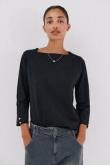 Cortefiel Playera b&aacute;sica cuello barco Negro