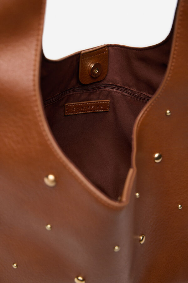 Cortefiel Bolsa hobo con tachuelas Arena