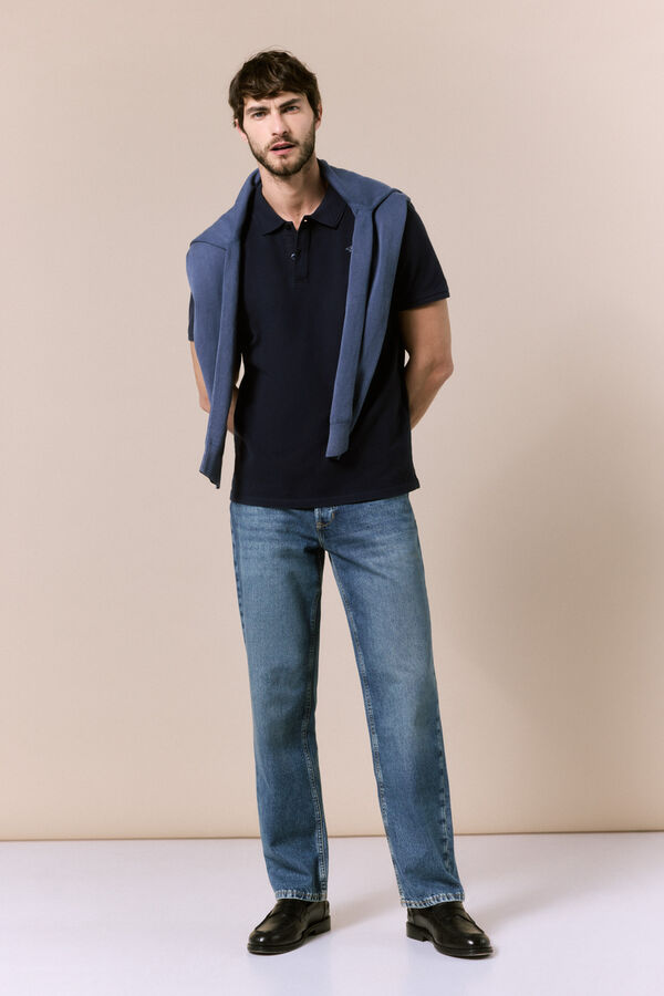 OOTO Polo b&aacute;sico piqu&eacute; lavado Azul marino