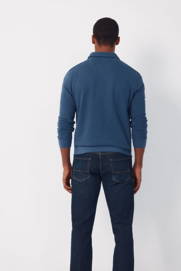 Cortefiel Polo estructura manga larga Azul oscuro