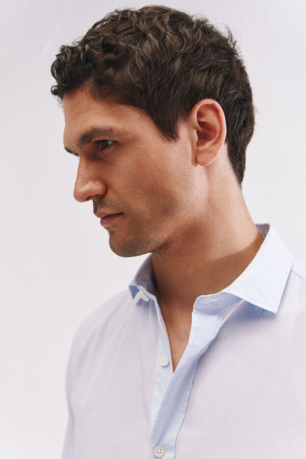 Cortefiel Camisa rayas algod&oacute;n Azul oscuro