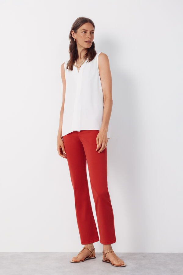 Cortefiel Blusa fluida con pliegues Blanco