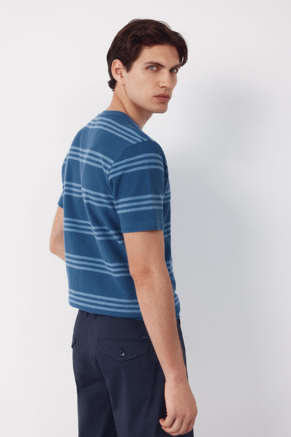 Cortefiel Camiseta de rayas estructura Azul