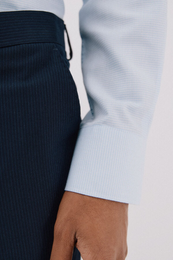 Cortefiel Camisa de vestir de pata de gallo de algod&oacute;n tencel Azul