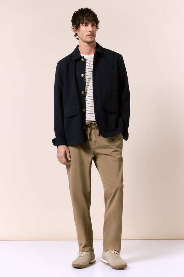 OOTO Sobrecamisa algod&oacute;n lino Azul marino