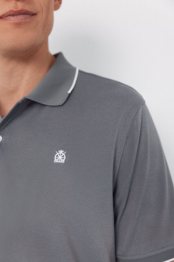 Cortefiel Polo COOLMAX&reg; cuello jacquard Gris