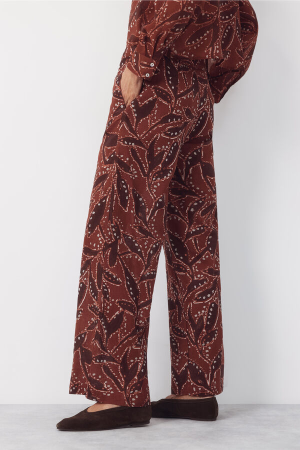 Cortefiel Pantal&oacute;n de lino estampado Arena