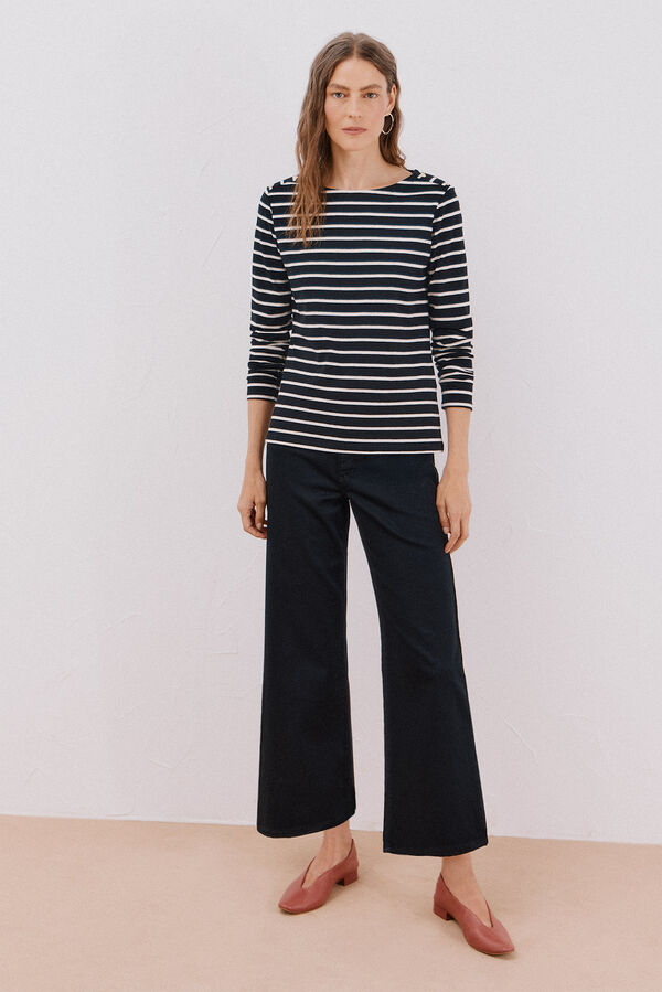 Cortefiel Playera barco botones Estampado blanco