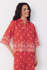 Cortefiel Camisa con detalles bordados Coral