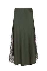 Slowlove Falda larga satinada con encaje Verde oscuro