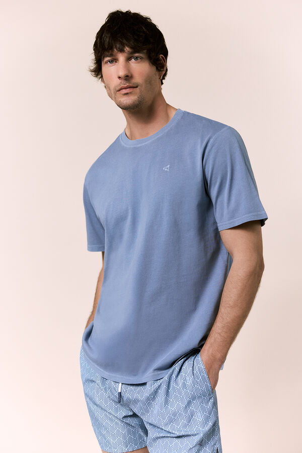 OOTO Camiseta b&aacute;sica lavada Azul