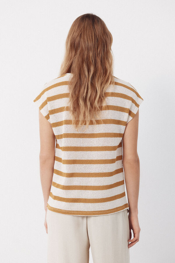 Cortefiel Playera de textura a rayas Dorado