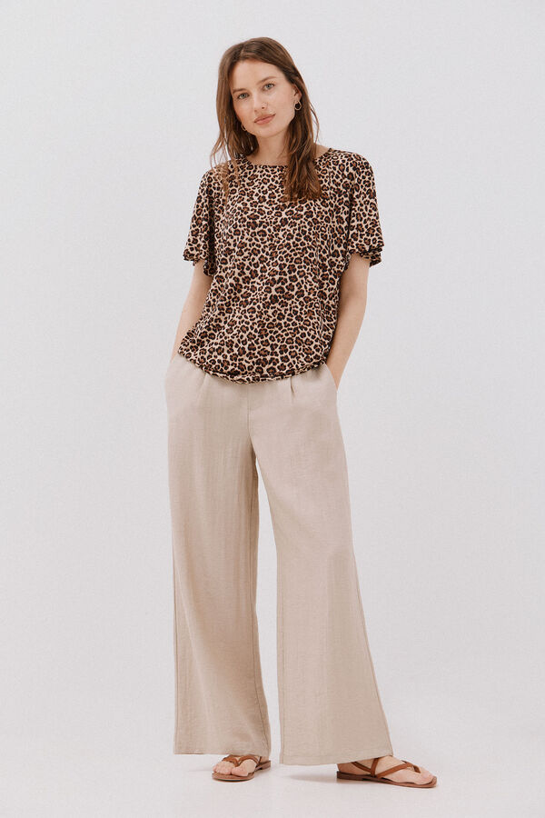 Cortefiel Playera b&aacute;sica fluida Estampado marr&oacute;n