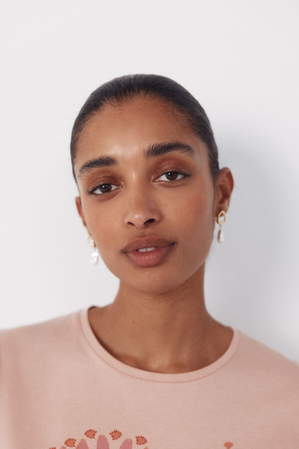 Cortefiel Playera estampada Rosa