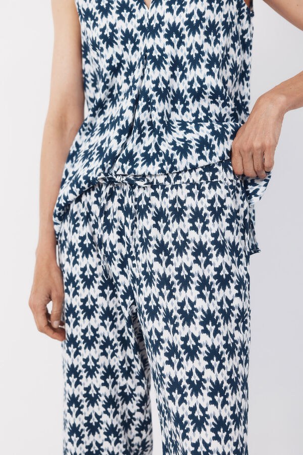 Cortefiel Pantal&oacute;n fluido estampado Estampado azul