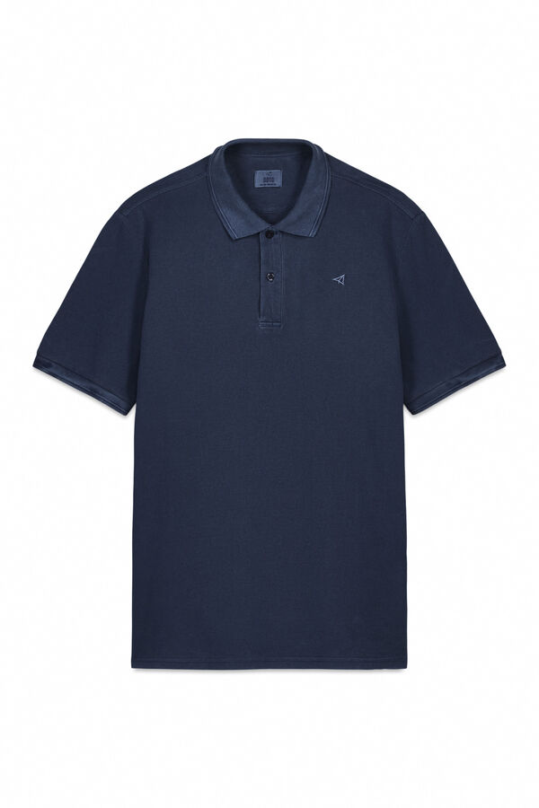 OOTO Polo piqu&eacute; lavado bordado avi&oacute;n Azul oscuro