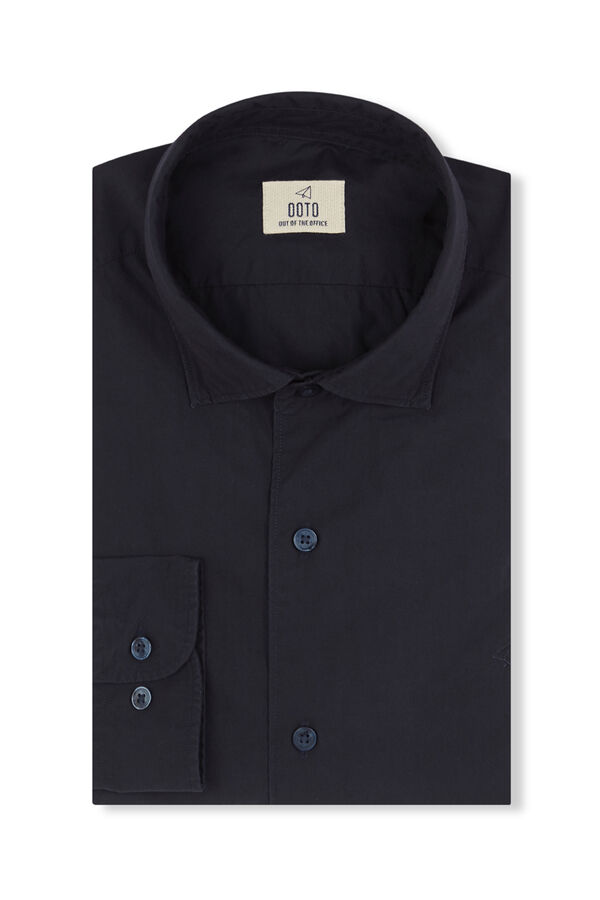 OOTO Camisa lisa popel&iacute;n Azul marino