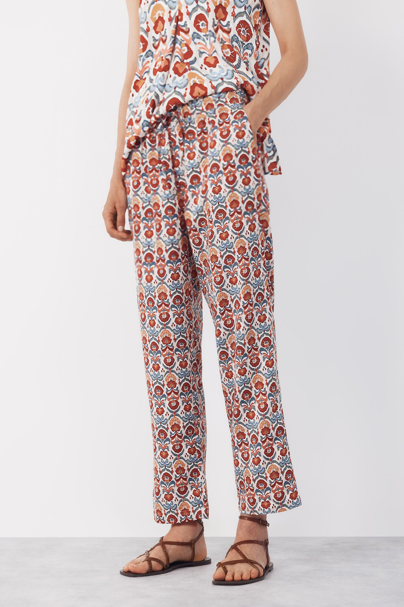 Cortefiel Pantal&oacute;n fluido estampado