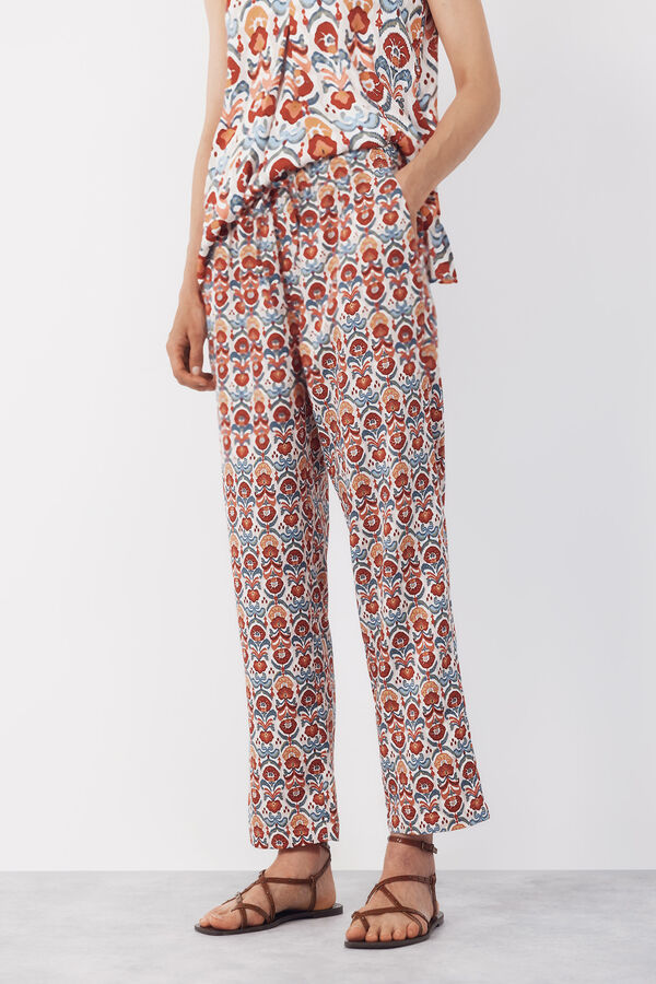 Cortefiel Pantal&oacute;n fluido estampado Multicolor