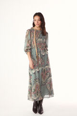 Slowlove Vestido estampado con el&aacute;stico Estampado azul