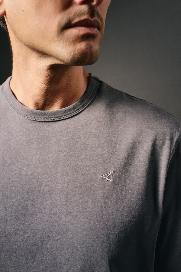 OOTO Camiseta b&aacute;sica con bordado avi&oacute;n Gris