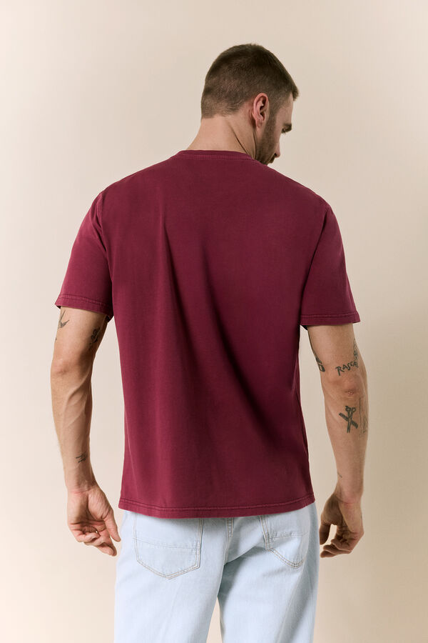 OOTO Camiseta lavada manga corta logo Granate