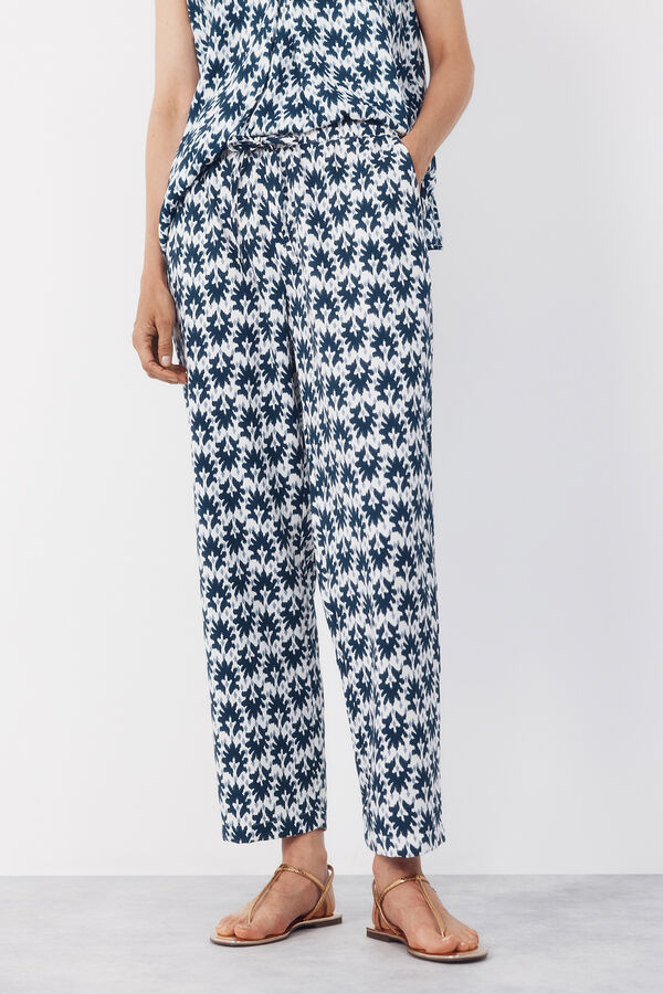 Cortefiel Pantal&oacute;n fluido estampado Estampado azul