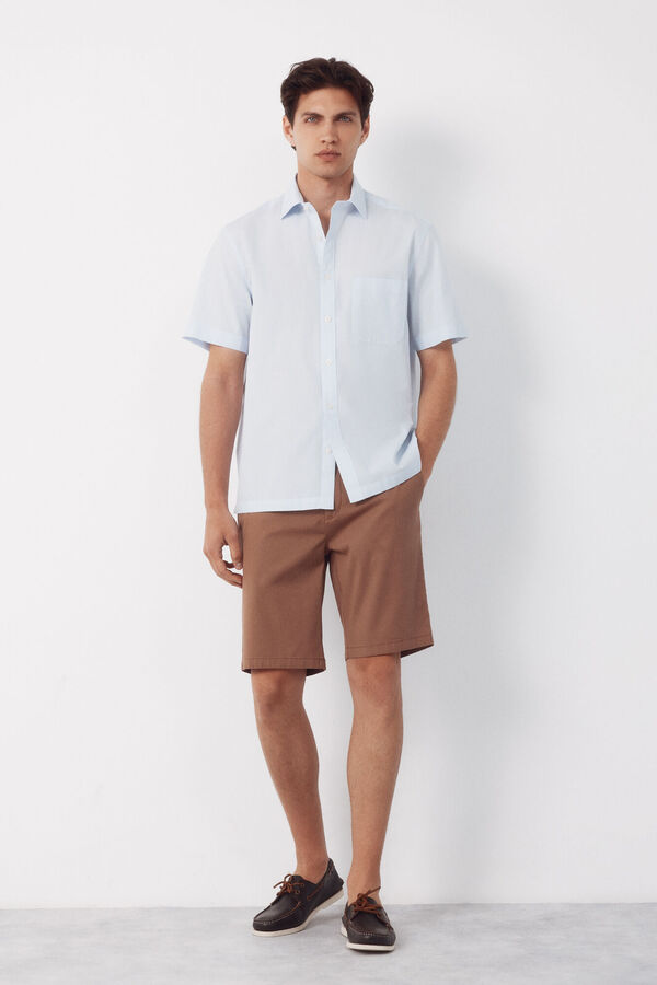 Cortefiel Camisa rayas manga corta Azul