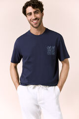 OOTO Camiseta gr&aacute;fica lavada Azul