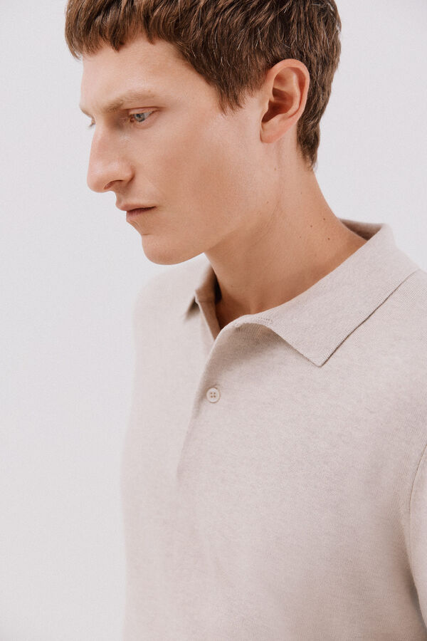 Cortefiel Su&eacute;ter algod&oacute;n cashmere cuello redondo ajustado Beige