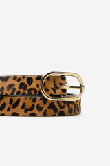 Cortefiel Cintur&oacute;n cl&aacute;sico de polipiel Estampado marr&oacute;n