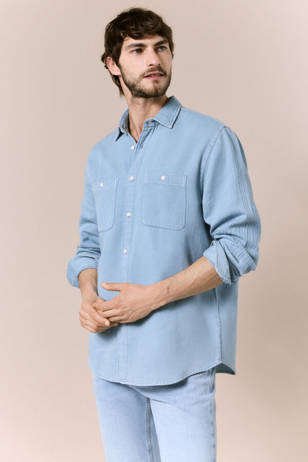 OOTO Camisa vaquera manga larga&nbsp; Azul