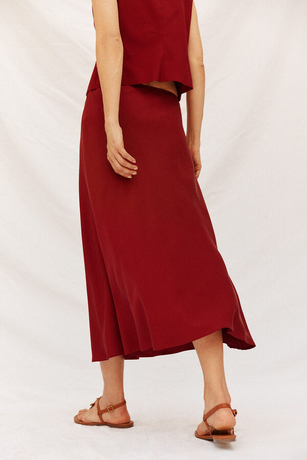 Cortefiel Pantal&oacute;n de vestir con cintur&oacute;n Granate