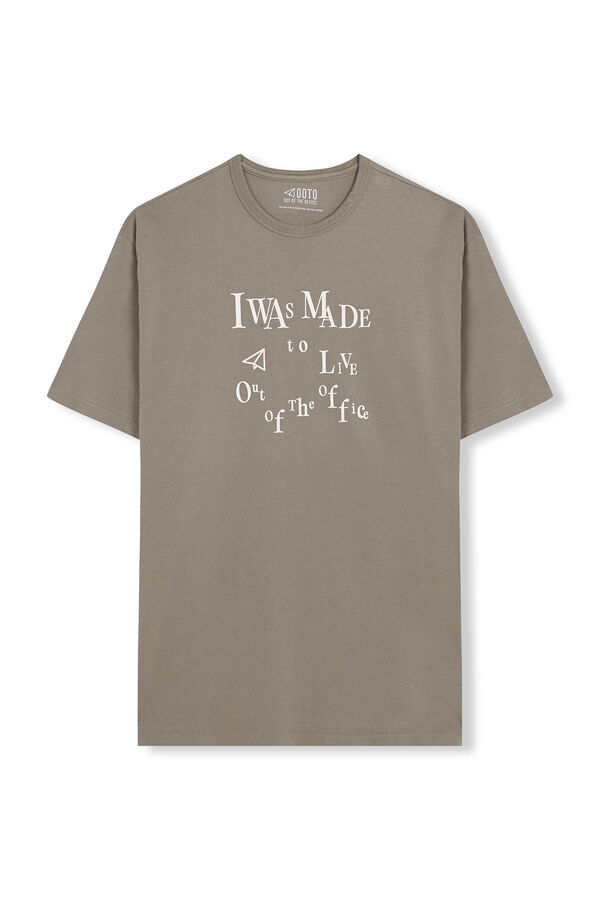 OOTO Camiseta gr&aacute;fica lavada Kaki
