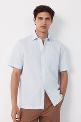Cortefiel Camisa rayas manga corta Azul